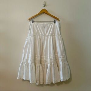 Polo Jeans Co White Tiered Eyelet Lace Petticoat Skirt